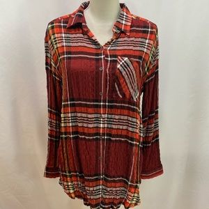 Jane Delancey Rust Orange Plaid Shirt